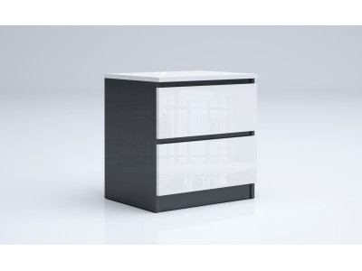 Κομοδίνο LEO 2 (ανθρακίτη στιλπνό /λευκό στιλπνό)